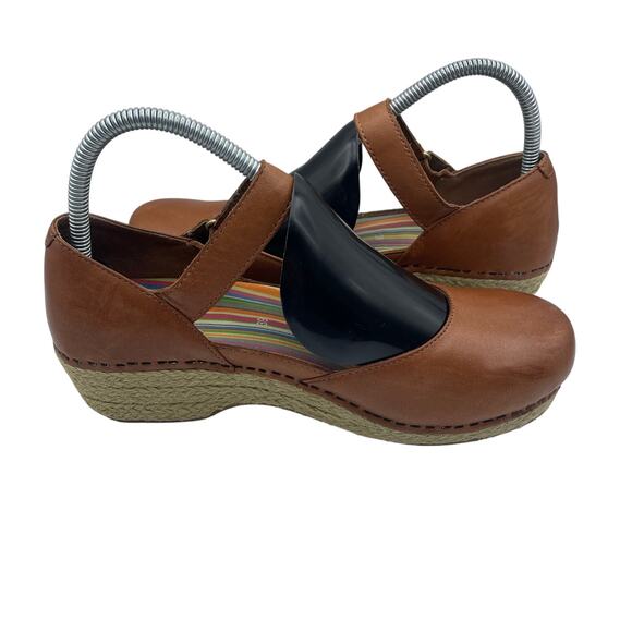 Dansko Margreta Mary Jane Shoes Brown Leather Espadrilles Womens 39 8.5 9 - Picture 5 of 8